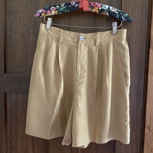 Vince High-Rise Khaki Silk Shorts